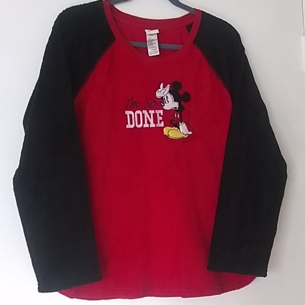 Disney Black & Red Long Sleeve PJ. Top